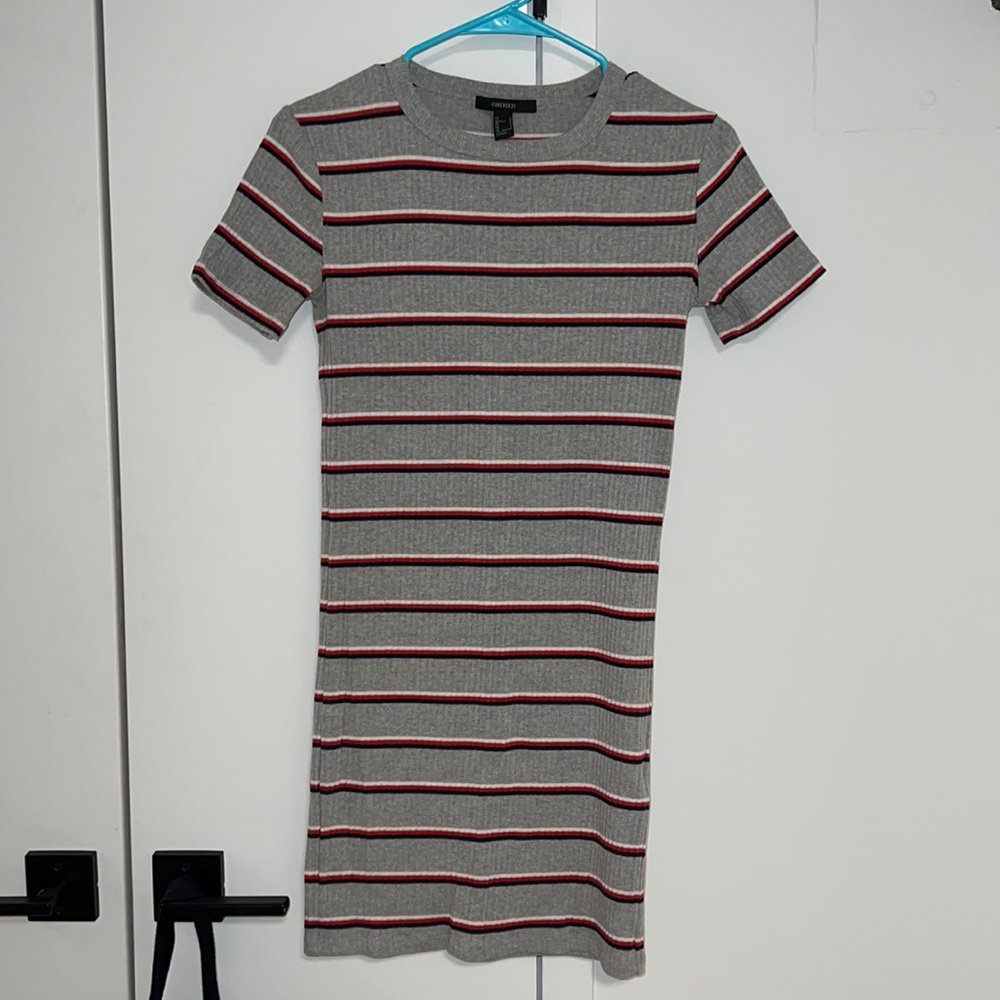 Bodycon striped stretchy ribbed dress